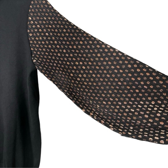 Adrianna Papell Knit Sweater Gold Polka Dot  Balloon Sleeves Size Large - Picture 10 of 15